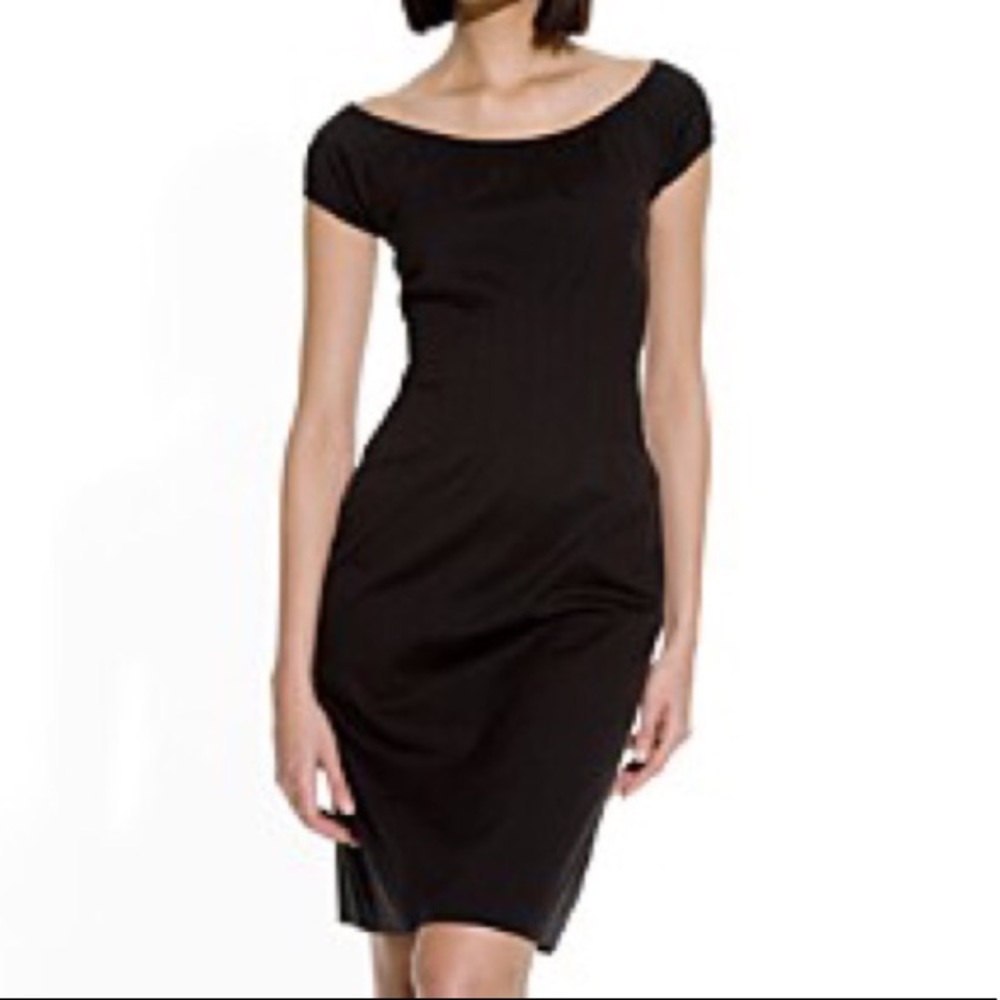 Theory Black Luxe Ashby Cap Sleeve Dress Sz 4